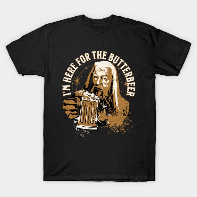 I'm Here for the Butterbeer Beer Drinking Wizard T-Shirt by Joaddo